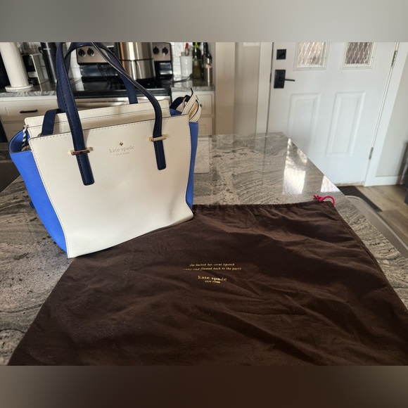Kate Spade blue color block leather tote bag with duster bag - Picture 4 of 4